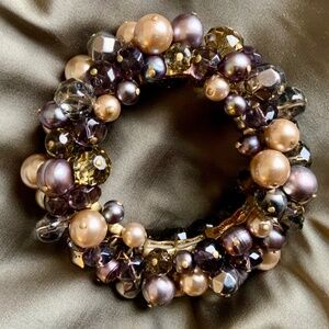 Exquisite vintage Stella & Dot faux pearl and crystal cluster bracelet